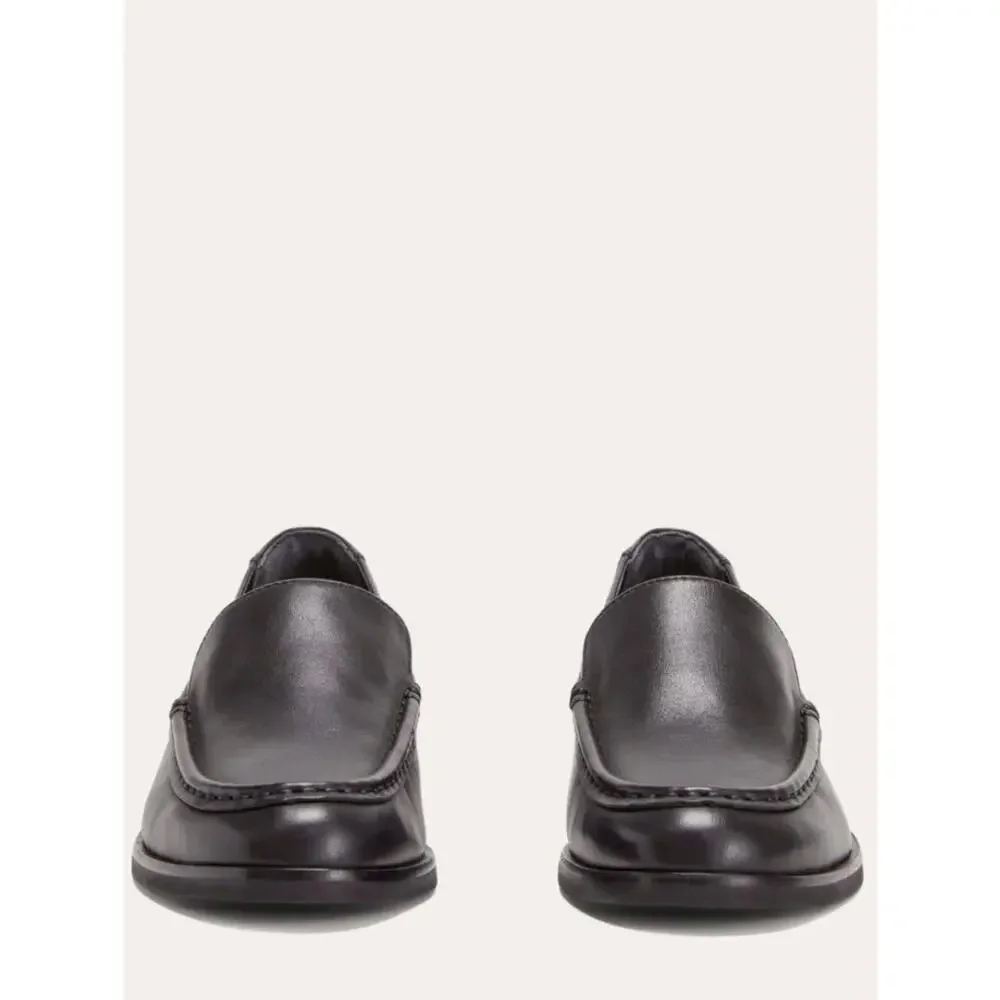 Everlane The Modern Classic Black Leather Slip On Loafers Stacked Heel Size 7.5